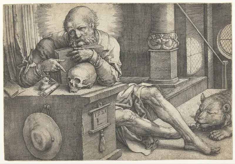 De heilige Hieronymus in zijn studeerkamer Wall Art by Unknown - High-Resolution Digital Print