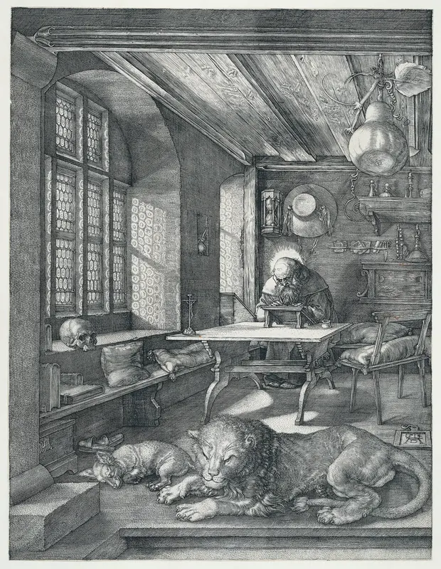 De Heilige Hiëronymus in zijn studeervertrek Wall Art by Unknown - High-Resolution Digital Print