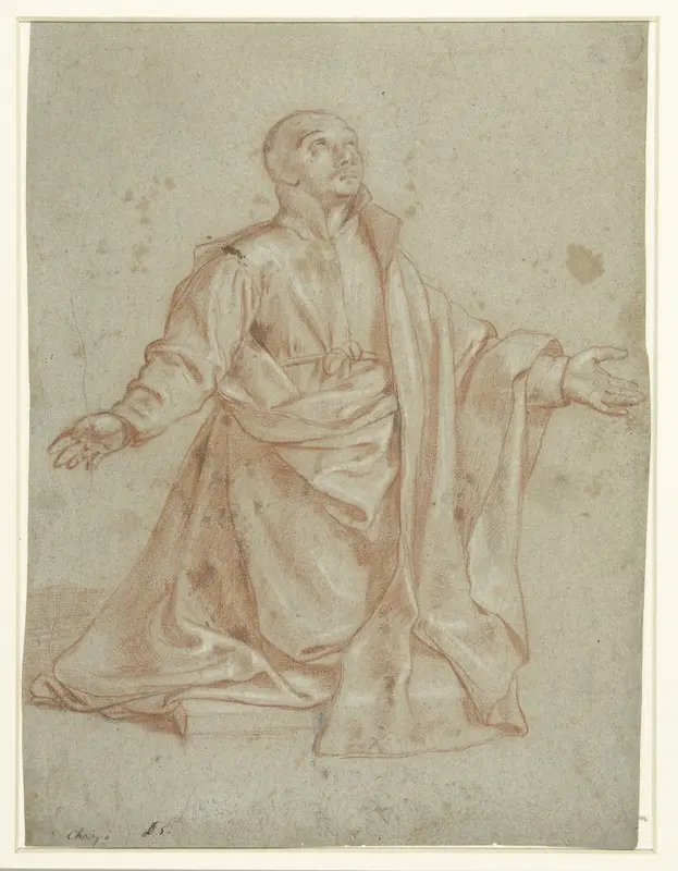 De heilige Ignatius van Loyola, in aanbidding Wall Art by Giovanni Battista del Cairo - High-Resolution Digital Print