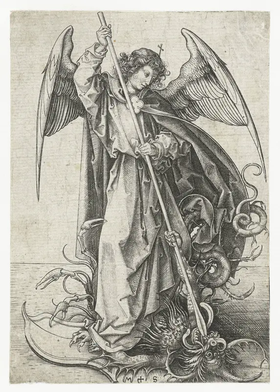 De Heilige Michaël en de draak Wall Art by Unknown - High-Resolution Digital Print