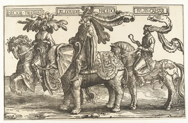 De helden Hector van Troje, Alexander de Grote en Julius Caesar Wall Art by Lucas van Leyden - High-Resolution Digital Print