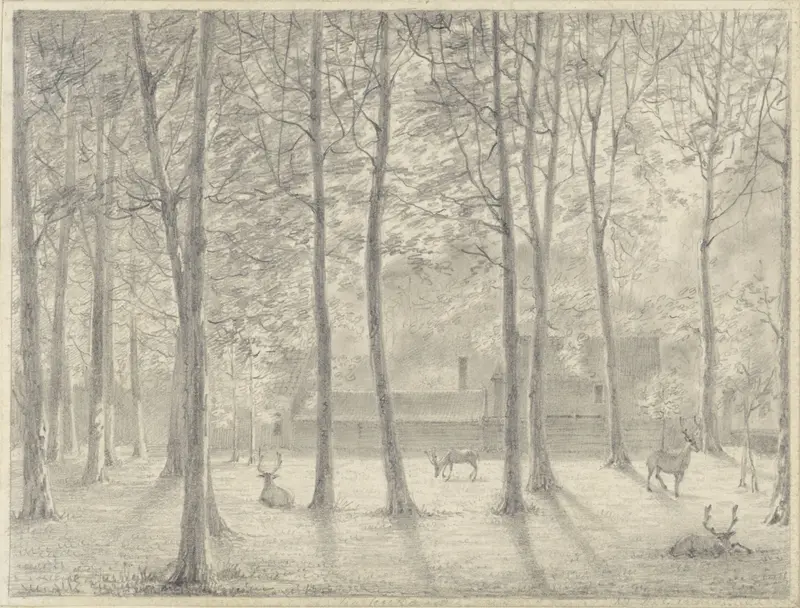 De Hertenkamp in het Haagse bos Wall Art by Hendrik Abraham Klinkhamer - High-Resolution Digital Print