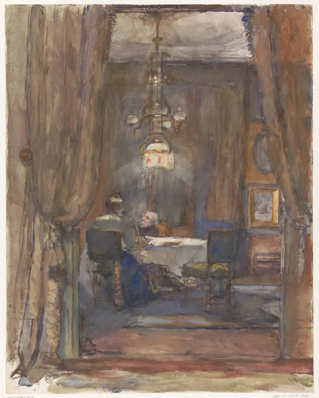 De huiskamer aan de Riouwstraat te Den Haag, bij avond Wall Art by Barbara Elisabeth van Houten - High-Resolution Digital Print