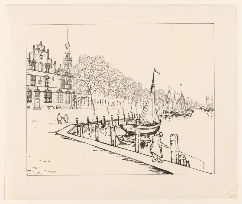 De huizen 't Lammetje of Het Schotse Huis en De gulden Struijs aan de kade te Veere Wall Art by Johannes Frederik Engelbert ten Klooster - High-Resolution Digital Print