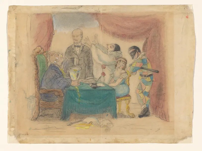 De huwelijksdag van Pierrot en Colombine Wall Art by Unknown - High-Resolution Digital Print