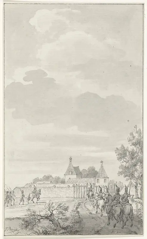 De inname van de Uitermeerse schans bij Weesp door de Pruisen, oktober 1787 Wall Art by Jacobus Buys - High-Resolution Digital Print