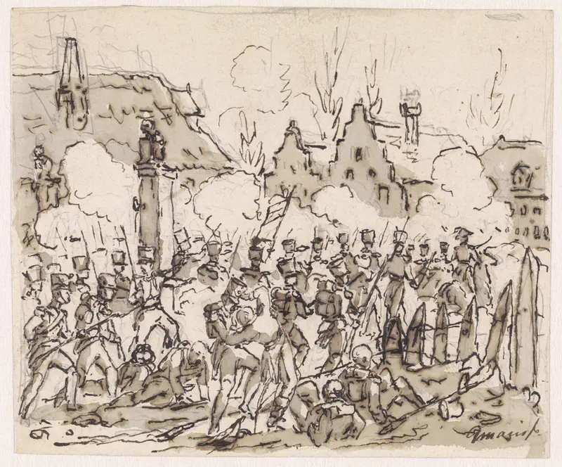De inneming van een dorp Wall Art by Gerardus Emaus de Micault - High-Resolution Digital Print