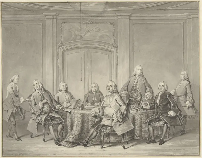 De inspecteurs van het Collegium Medicum te Amsterdam in 1756 Wall Art by Unknown - High-Resolution Digital Print