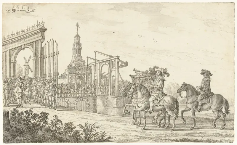 De intocht van Maria de' Medici te Amsterdam in 1638 (plaat 1) Wall Art by Jan Martens the Younger - High-Resolution Digital Print