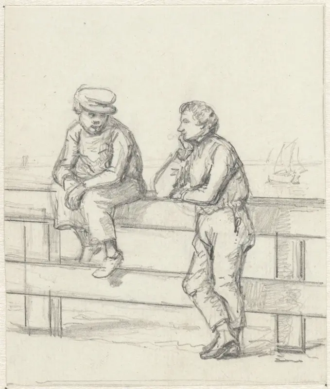 De jongens bij de leuning Wall Art by Christiaan Wilhelmus Moorrees - High-Resolution Digital Print