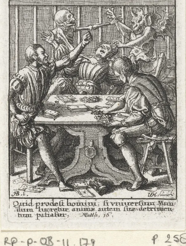 De kaartspeler en de Dood Wall Art by Unknown - High-Resolution Digital Print
