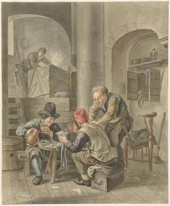 De Kaartspelers Wall Art by Abraham Delfos - High-Resolution Digital Print
