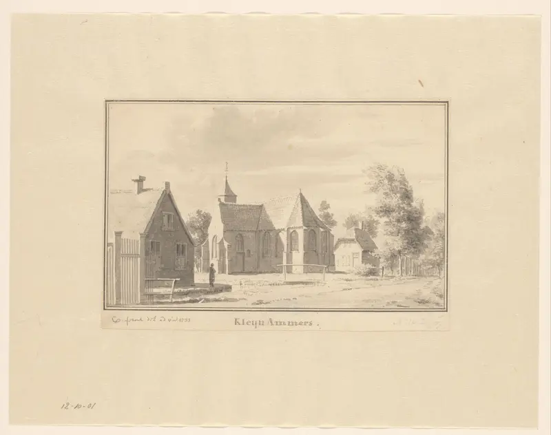 De kerk in Ammerstol of Klein Ammers Wall Art by Unknown - High-Resolution Digital Print