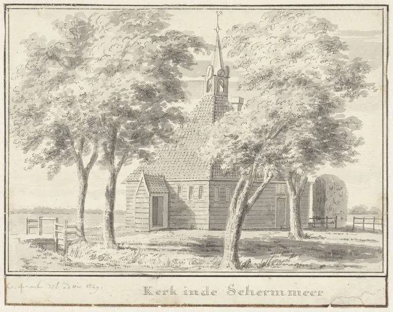 De kerk in de Schermmeer Wall Art by Cornelis Pronk - High-Resolution Digital Print