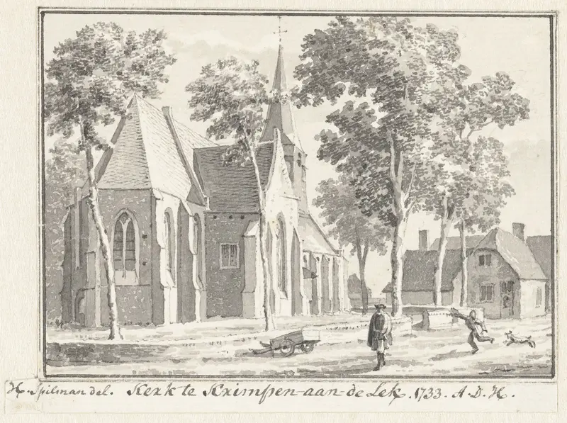 De kerk in het dorp Krimpen aan de Lek Wall Art by Hendrik Spilman - High-Resolution Digital Print