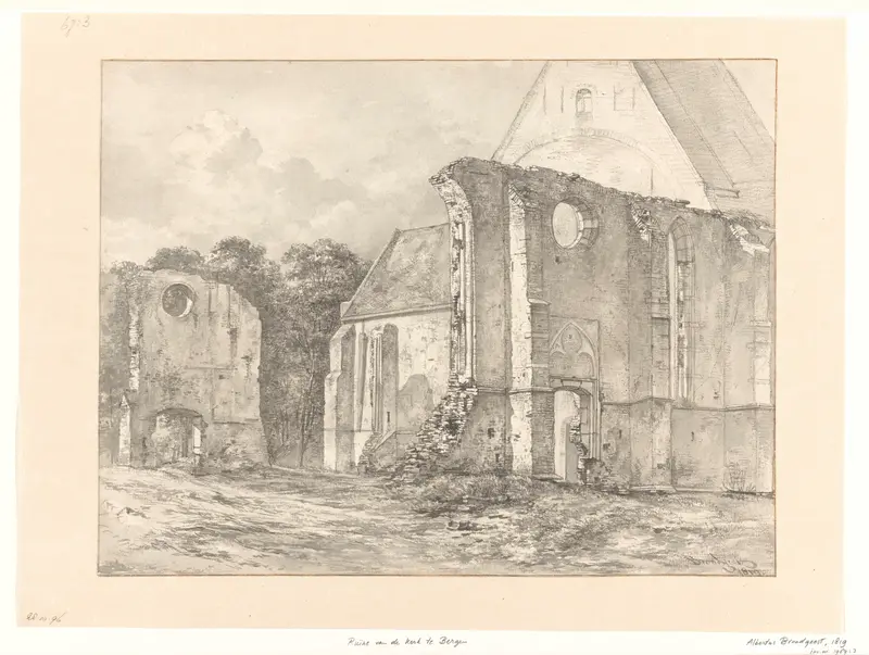 De kerkruïne te Bergen Wall Art by Albertus Brondgeest - High-Resolution Digital Print
