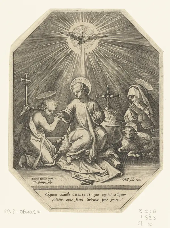 De kleine Johannes en Maria aanbidden het Christuskind Wall Art by Unknown - High-Resolution Digital Print