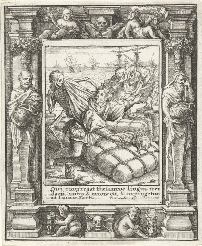 De koopman en de Dood Wall Art by Wenceslaus Hollar - High-Resolution Digital Print