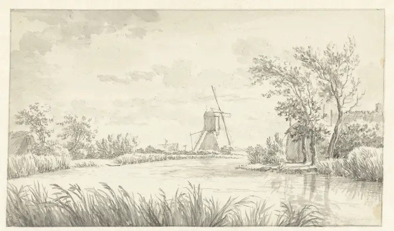 De Kromme Mijdrecht met een wipmolen Wall Art by Egbert van Drielst - High-Resolution Digital Print