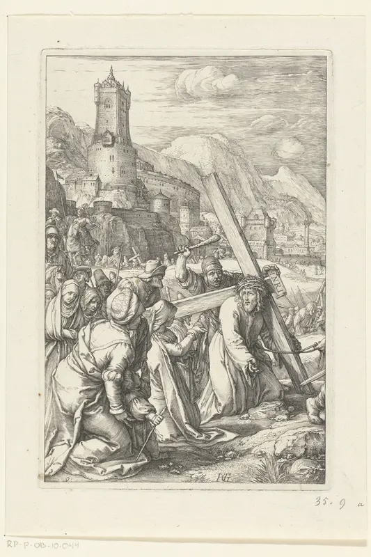 De kruisdraging met de Heilige Veronica Wall Art by Lucas van Leyden - High-Resolution Digital Print