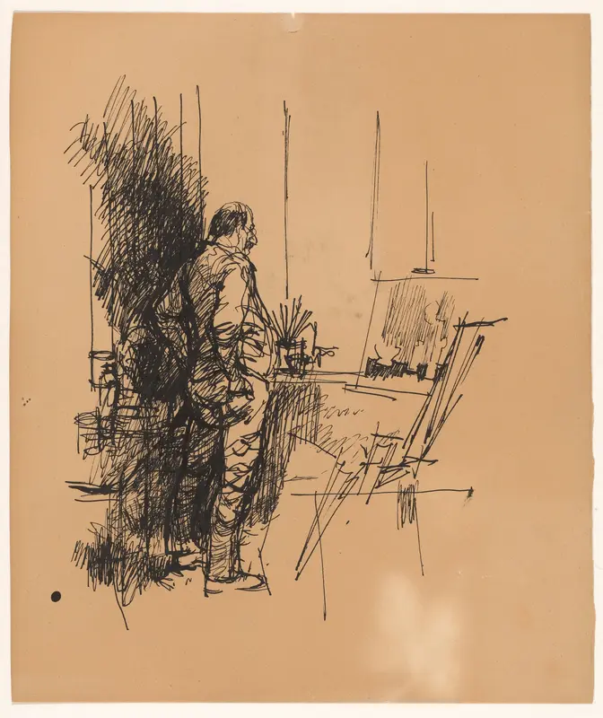 De kunstschilder Metten Koornstra in zijn atelier Wall Art by Unknown - High-Resolution Digital Print