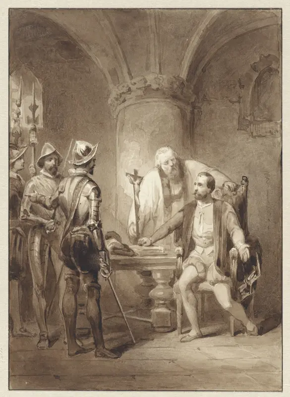 De laatste ogenblikken van Egmond in de kerker, 1568 Wall Art by Johann Wilhelm Kaiser (I) - High-Resolution Digital Print