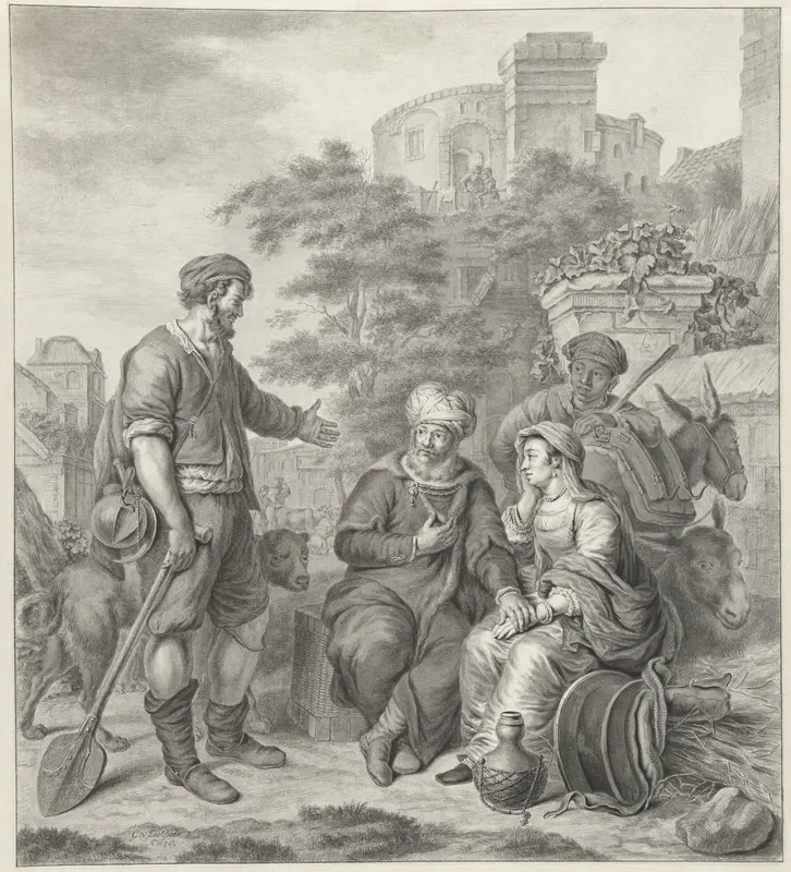 De Leviet met zijn bijvrouw wordt overnachting aangeboden in Gibea Wall Art by Abraham Delfos - High-Resolution Digital Print