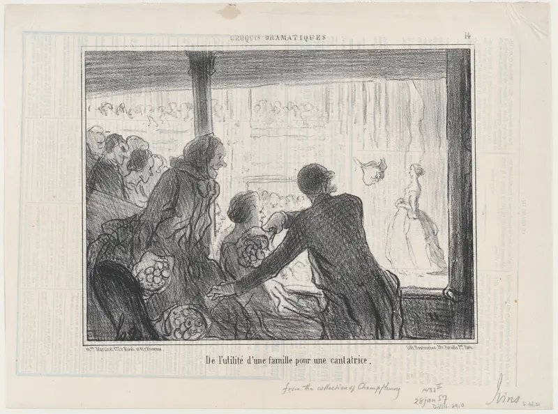 De l'utilité d'une famille pour une cantatrice, from Croquis Parisiens, published in Le Charivari, January 28, 1857 Wall Art by Honoré Daumier - High-Resolution Digital Print
