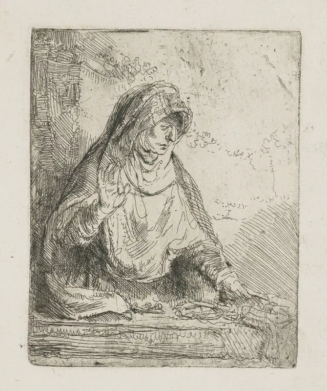 De maagd Maria met de passiewerktuigen Wall Art by Rembrandt van Rijn - High-Resolution Digital Print