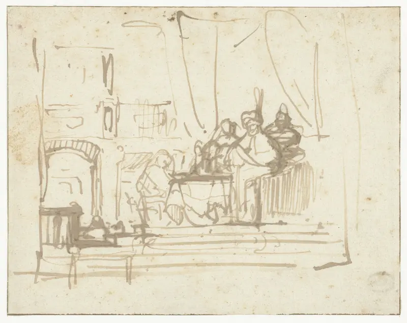 De maaltijd van Esther, Ahasverus en Haman Wall Art by Unknown - High-Resolution Digital Print