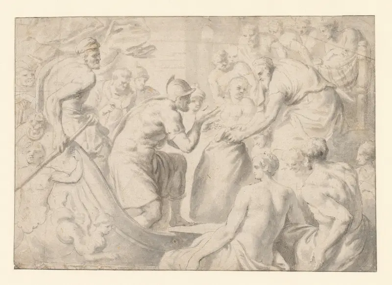 De metgezellen van Odysseus maken de zak open waarin Aeolus de winden besloten had Wall Art by Theodoor van Thulden - High-Resolution Digital Print