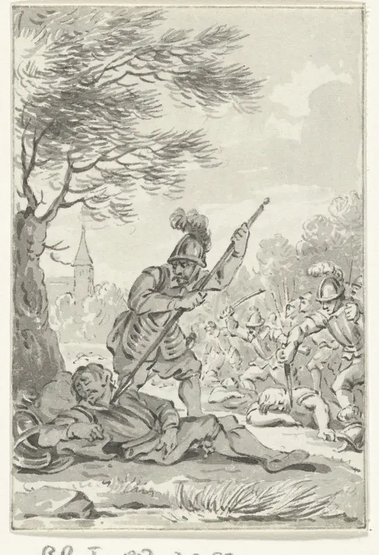 De moord op graaf Floris I, slapend onder een boom, 1061 Wall Art by Jacobus Buys - High-Resolution Digital Print