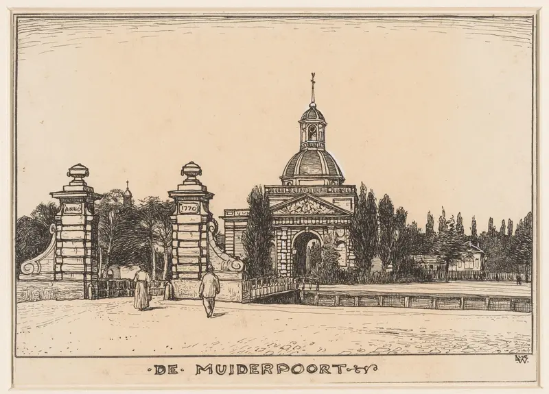 De Muiderpoort te Amsterdam, met Hekkepoortje Wall Art by Willem Wenckebach - High-Resolution Digital Print