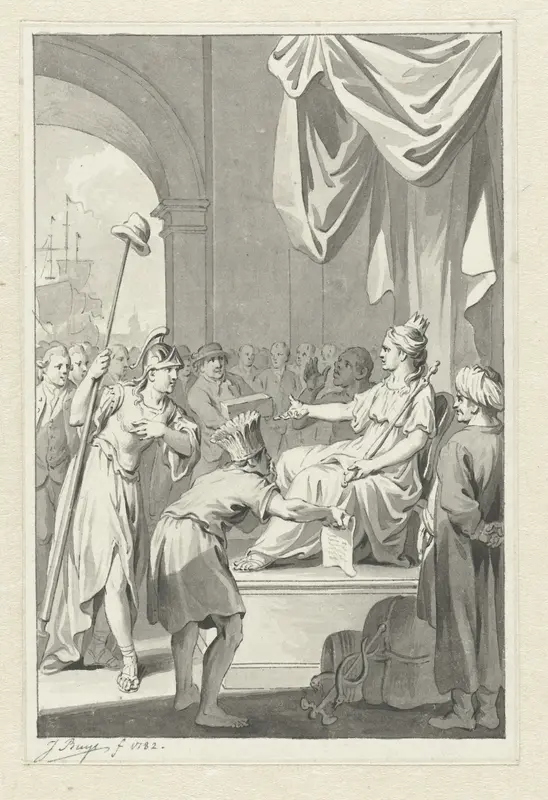 De Nederlandsche Maagd wordt bericht over de zeeslag bij Doggersbank Wall Art by Jacobus Buys - High-Resolution Digital Print
