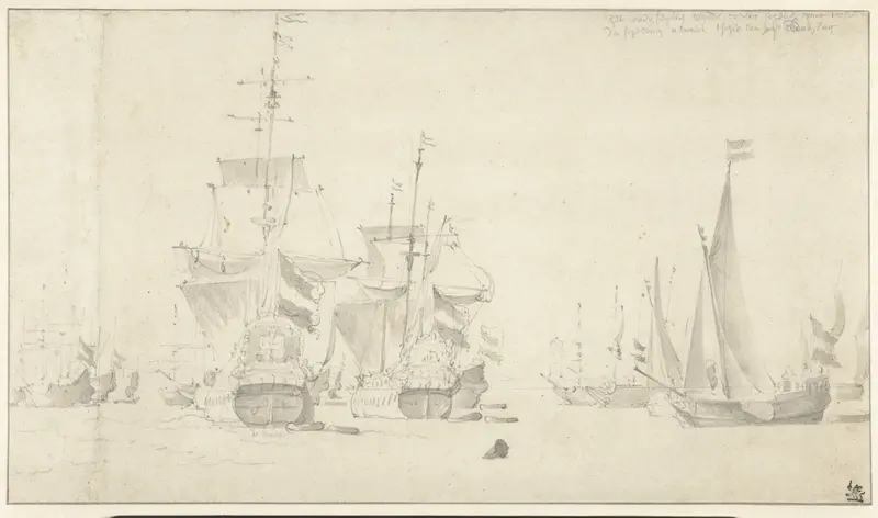 De Nederlandse vloot tussen Vlieland en Terschelling Wall Art by Willem van de Velde (II) - High-Resolution Digital Print