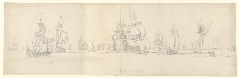 De Nederlandse vloot voor het vertrek naar Bergen, Noorwegen Wall Art by Willem van de Velde (II) - High-Resolution Digital Print