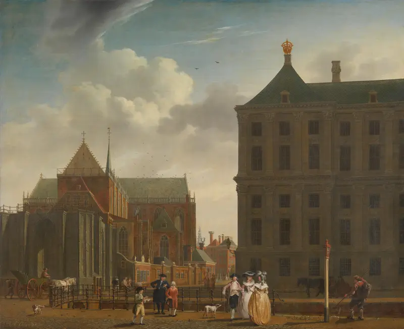 De Nieuwe Kerk en het stadhuis op de Dam in Amsterdam Wall Art by Isaac Ouwater - High-Resolution Digital Print