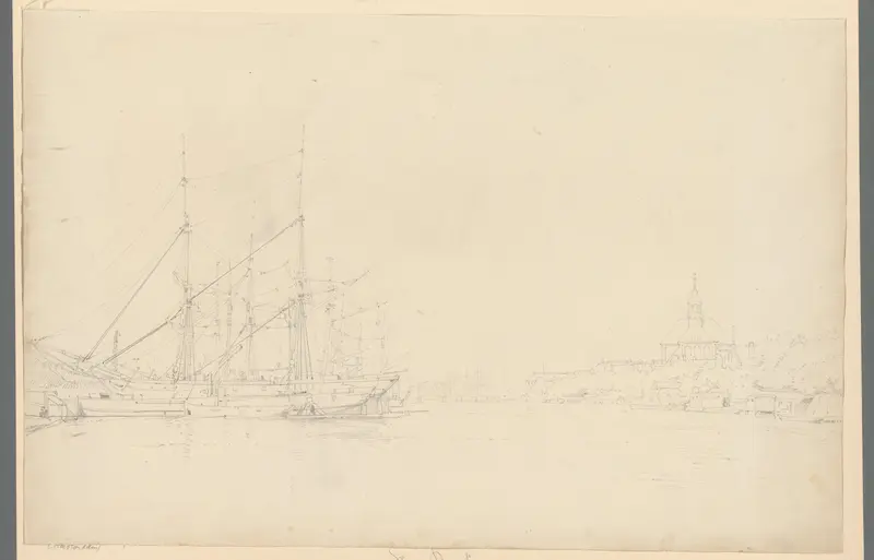 De Nieuwe Vaart bij de Oosterkerk te Amsterdam, met schepen Wall Art by Willem Anthonie van Deventer - High-Resolution Digital Print