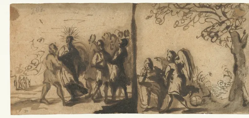 De ongelovige Thomas en Hagar en de engel in de woestijn Wall Art by Unknown - High-Resolution Digital Print