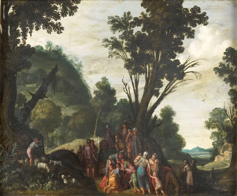 De ontmoeting van Jacob en Ezau Wall Art by Unknown - High-Resolution Digital Print