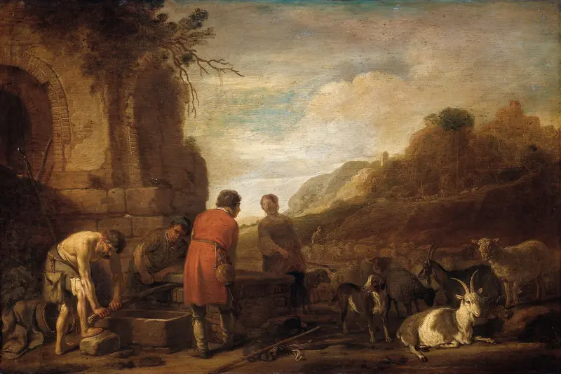 De ontmoeting van Jacob en Rachel Wall Art by Claes Moeyaert - High-Resolution Digital Print