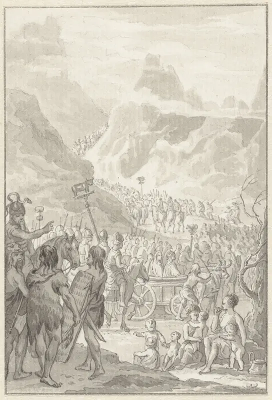 De optocht der Cimbren over de Alpen Wall Art by Engelbertus Matthias Engelberts - High-Resolution Digital Print