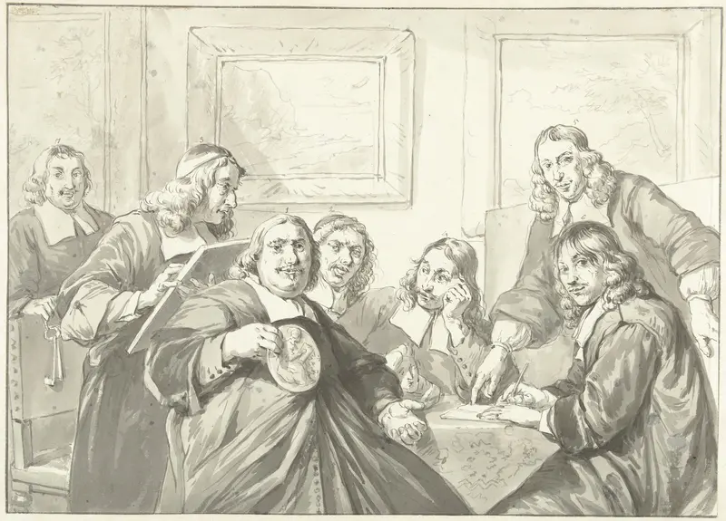 De overlieden van het Sint Lucasgilde te Haarlem, 1675. Wall Art by Wybrand Hendriks - High-Resolution Digital Print