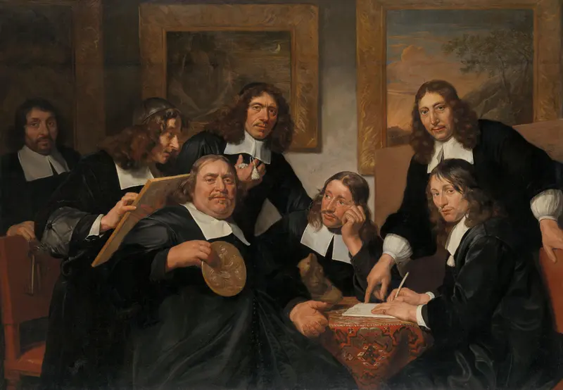 De overlieden van het Sint Lucasgilde te Haarlem, 1675 Wall Art by Jan de Bray - High-Resolution Digital Print