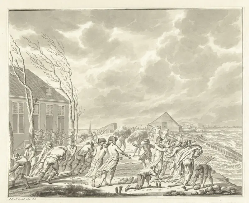 De overstroming van de Diemerzeedijk bij Amsterdam, 1776 Wall Art by Unknown - High-Resolution Digital Print