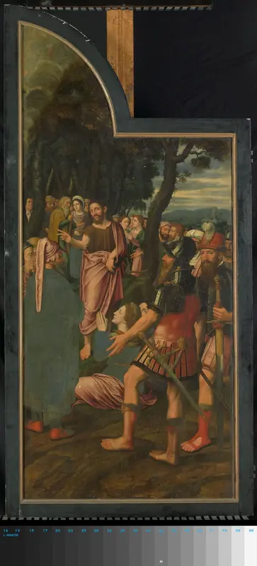De prediking van Johannes de Doper, linkerpaneel van een drieluik Wall Art by Jan van Coninxloo (II) - High-Resolution Digital Print