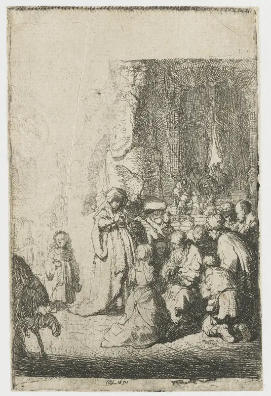 De presentatie in de tempel met de engel Wall Art by Unknown - High-Resolution Digital Print