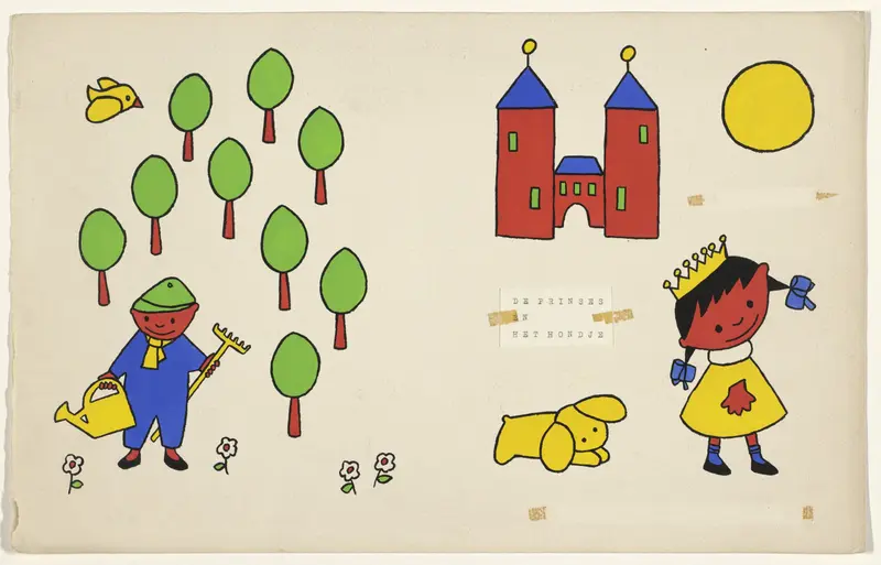 De prinses en het hondje [p. 1] Wall Art by Dick Bruna - High-Resolution Digital Print