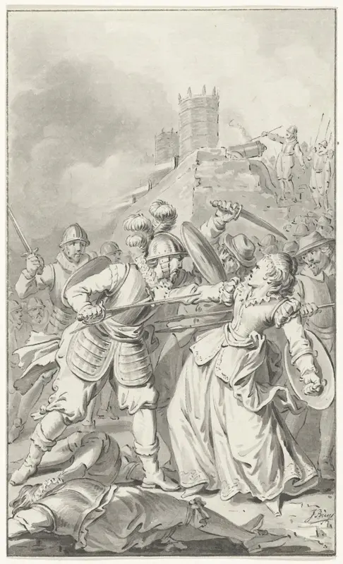 De prinses van Espinoy raakt gewond bij de verdediging van Doornik, 1581 Wall Art by Unknown - High-Resolution Digital Print