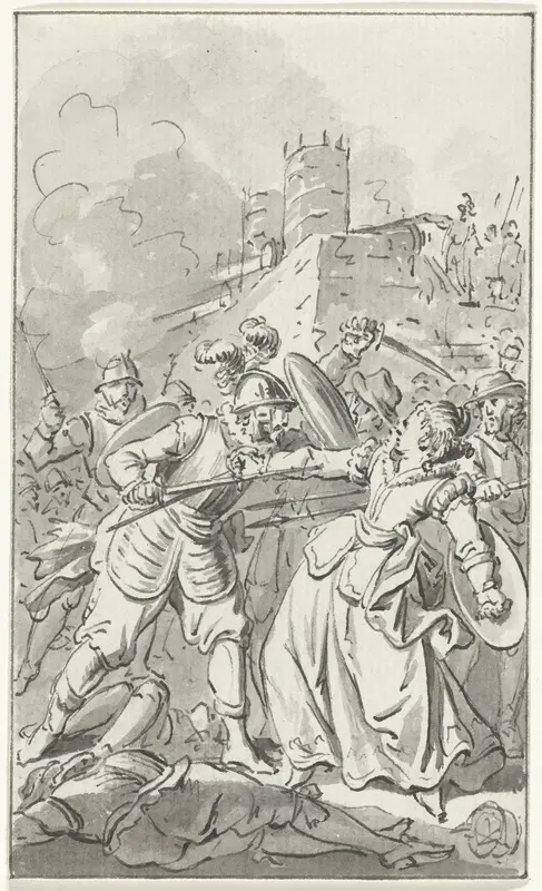 De prinses van Espinoy raakt gewond bij de verdediging van Doornik, 1581 Wall Art by Jacobus Buys - High-Resolution Digital Print
